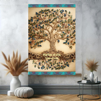 Poster Vintage Vibrant Rhythm of Vibe Tree of Life Cote