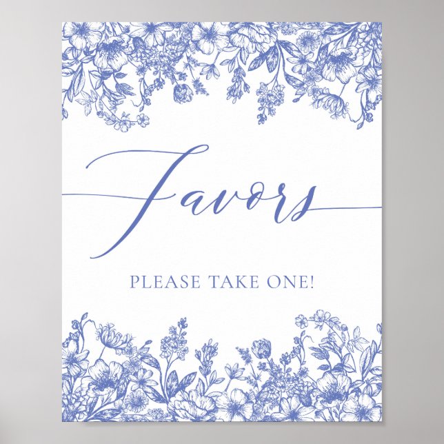 Poster Vintage Victorian Blue Floral Sinal (Frente)