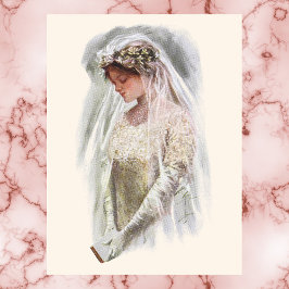 Pôster Vintage Victorian Bride com a Bíblia Harrison Fish