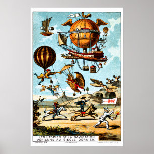 Poster Vintage Victorian Era Aeronautics Steampunk