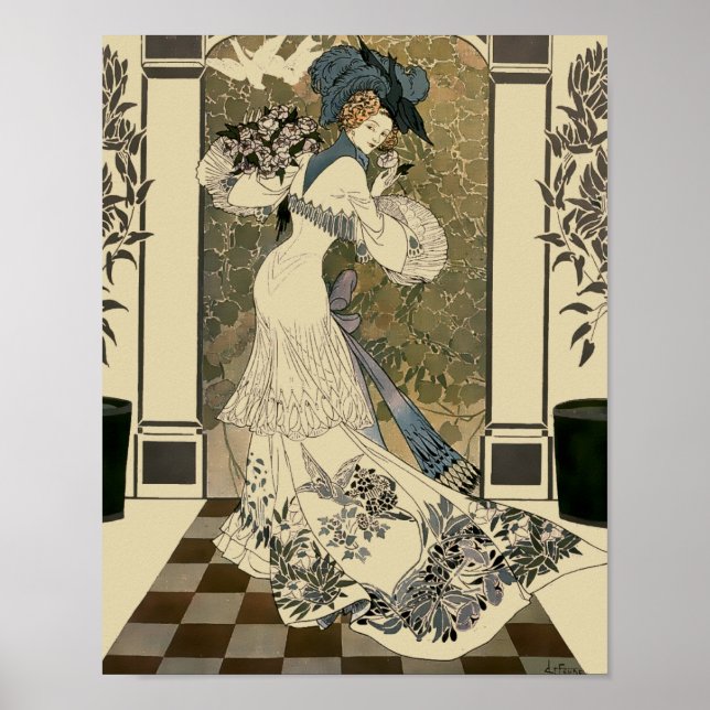 Poster Vintage Victorian Era Art Nouveau Lady (Frente)