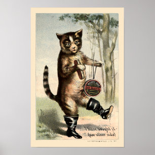 Poster Vintage Victorian Era Cat In Boots Ad