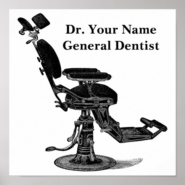 Poster Vintage Victorian Era Dental Cadeira Modelo (Frente)