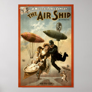 Poster Vintage Victorian Era Steampunk "O Navio Aéreo"