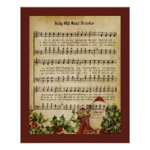Vintage Victorian Santa Claus Music Score and Song