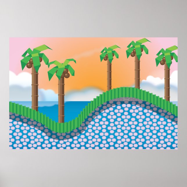 Poster Vintage Video Game Palm Trees. (Frente)