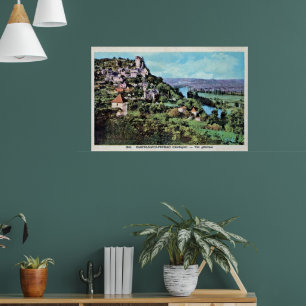Poster Vintage View of Castelnaud-la-Chapelle, França