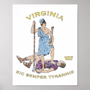 Poster Vintage Virginia Motto Sic Semper Tyrannis