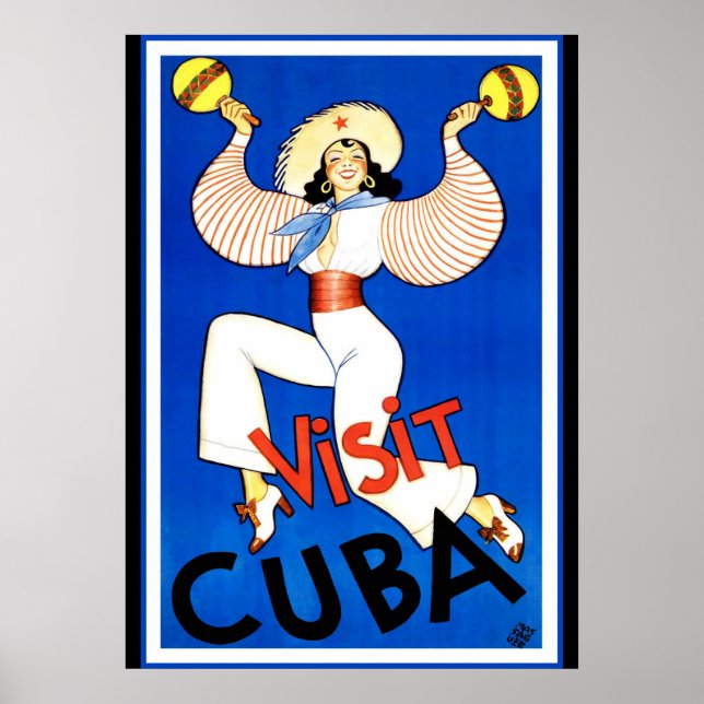 Pôster Vintage - Visite Cuba (Frente)