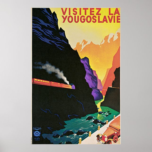 Poster Vintage Visite Jugoslávia Viagem (Frente)