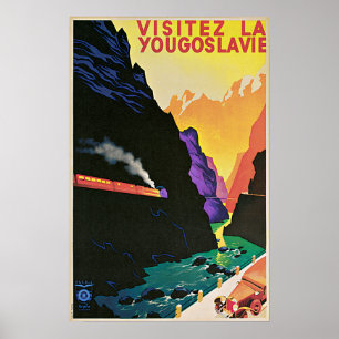 Pôster Vintage Visite Jugoslávia Viagem