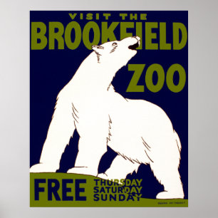 Pôster Vintage "Visite o zoológico de Brookfield" Polar 