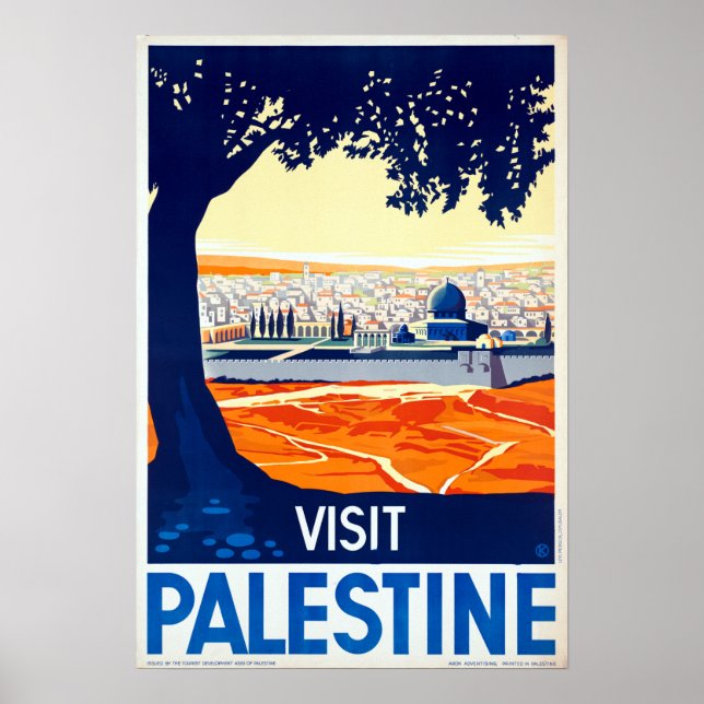 Poster Vintage Visite Palestina Viagem (Frente)