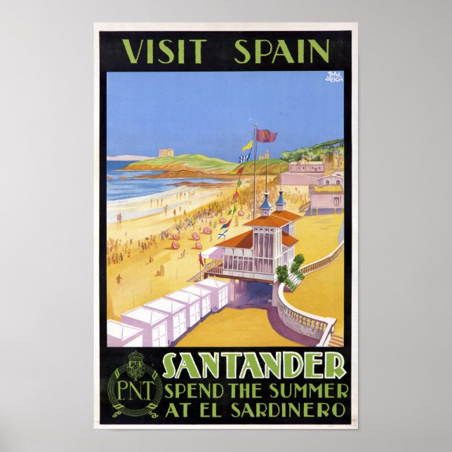 Poster Vintage Visite Santander Espanha (Frente)