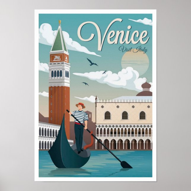 Poster vintage - Visite Veneza Itália (Frente)