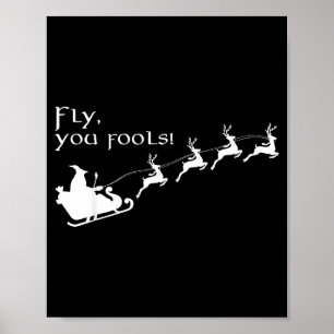 Poster Vintage Voem Tolos Feiticeiro Papai Noel Trenó Ren
