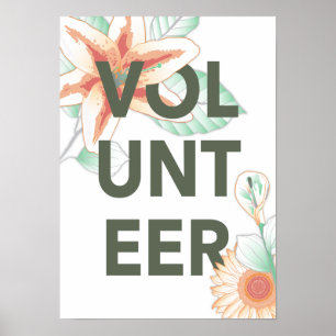 Pôster vintage voluntário floral