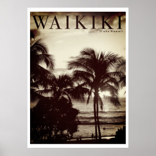 Poster Vintage Waikiki Palm Havaiano