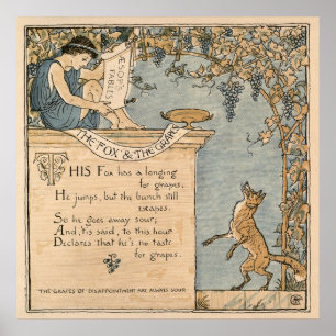 Pôster Vintage Walter Crane: A raposa e as uvas