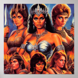 Poster Vintage Warrior Queens