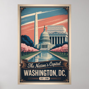 Poster Vintage Washington DC A Capital Nacional Retro
