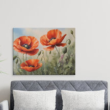 Vintage Watercolor Poppies Art Elegante Floral