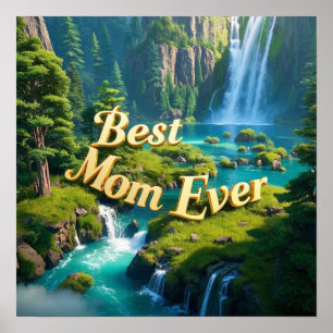 Poster Vintage Waterfall Melhor Mãe Nunca