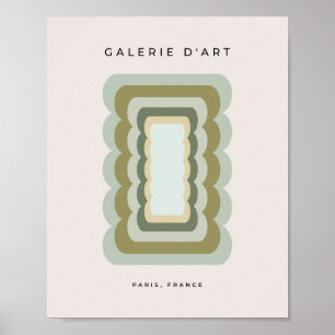 Poster Vintage Wavy Lines Sage Green And Beige