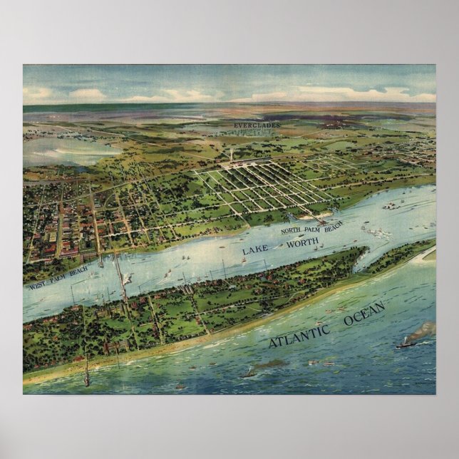 Poster Vintage West Palm Lake Worth (Frente)
