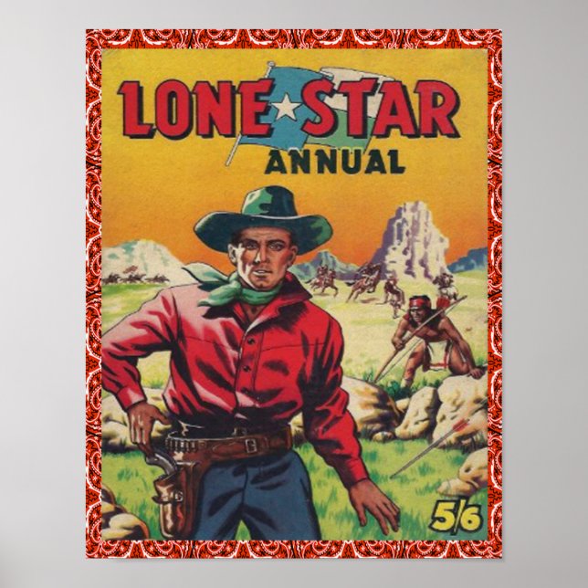 Pôster Vintage Western Cowboy Lone Star (Frente)