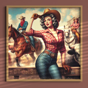 Poster Vintage Western Cowgirl