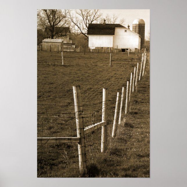 Pôster Vintage White Barn (Frente)