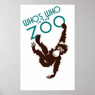Poster Vintage Whos que no jardim zoológico Monkey