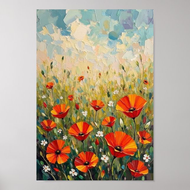 Poster Vintage Wild Poppy Meadow Art (Frente)