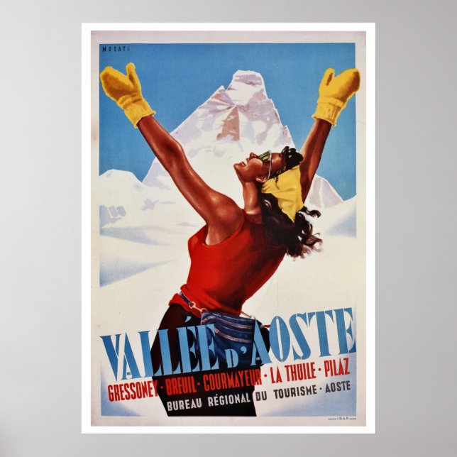 Poster Vintage Winter hike Italiana Alps viagem (Frente)
