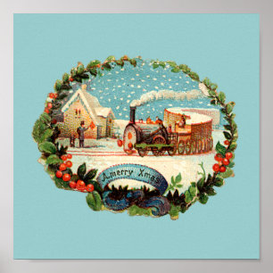 Poster Vintage Winter Scents Train & Station