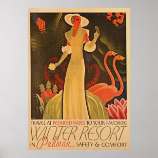 Poster Vintage winter travel resort ad
