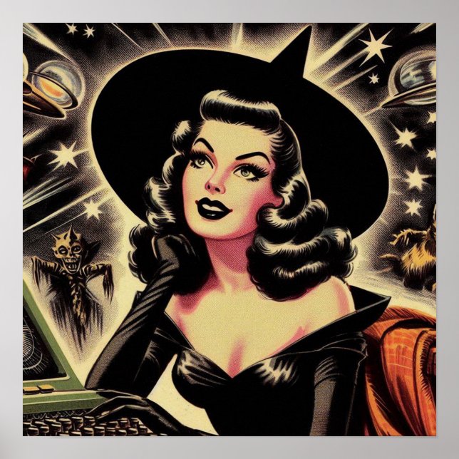 Poster Vintage Witch Pin Up (Frente)