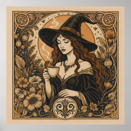 Poster Vintage Witch Tea Time