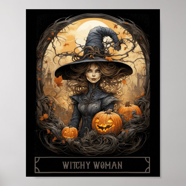 Poster Vintage Witchcraft Wiccan Gothic Witchy Halloween (Frente)