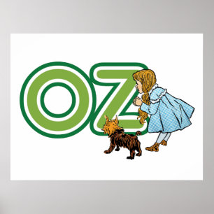 Pôster Vintage Wizard of Oz Dorothy Toto com BIG Letters