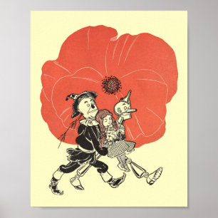 Poster Vintage Wizard of Oz, Dorothy with Poppy Flowers