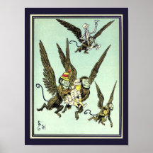 Vintage Wizard of Oz, macacos voadores com Dorothy