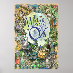 Poster VINTAGE WIZARD OF OZ POSTER- todos os personagens!