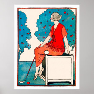 Poster Vintage Woman Golfer Print