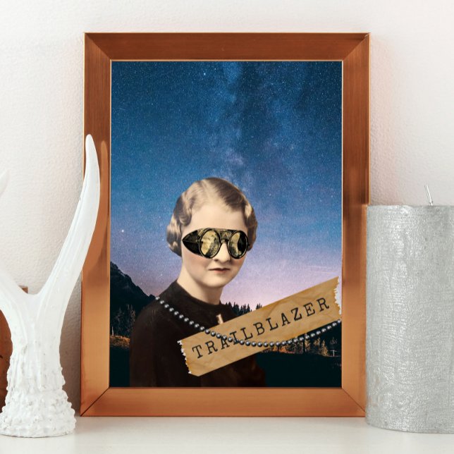 Poster Vintage Woman Trailblazer Night Sky Pop Art (Criador carregado)