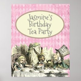 Poster Vintage Wonderland Tea Party Pink