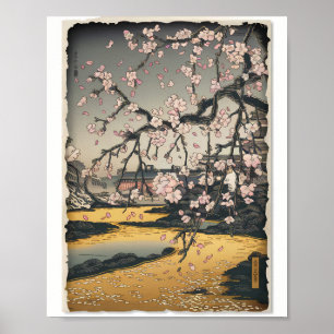 Poster Vintage Woodblock Sakura Cena