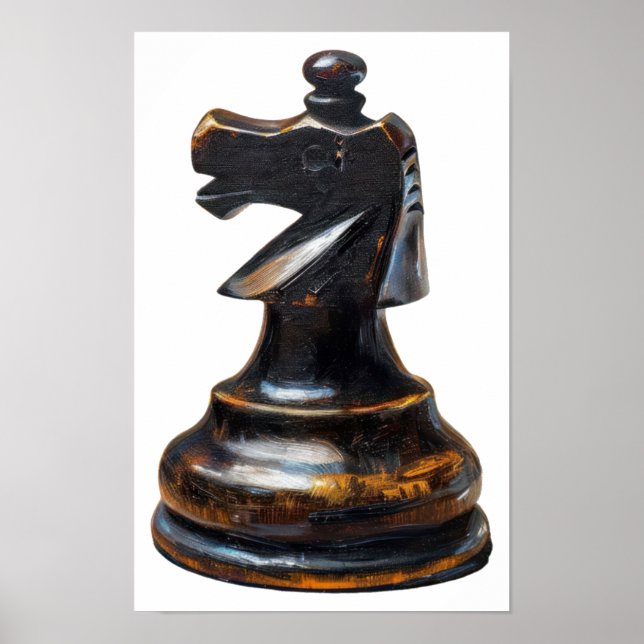Poster Vintage Wooden Chess Knight (Frente)