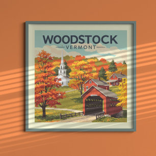 Poster Vintage Woodstock Vermont